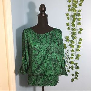 Michael Kors | Green & Black Paisley Blouse Size M